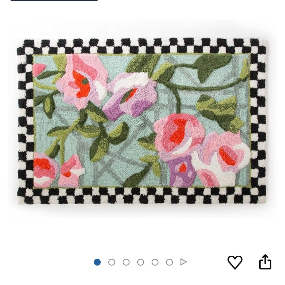 Floral Checkered Rug - Picture 4 of 4